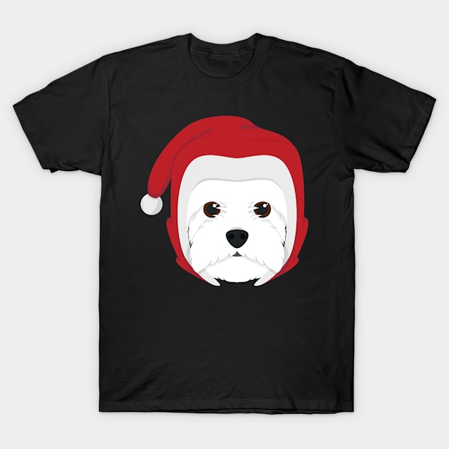 West Highland White Terrier Dog With Red Santa's Hat Funny Xmas Gift T-Shirt by salemstore